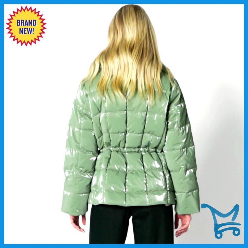 Oversized Square Quilted Puffer Jacket Adjustable Waist Y2K Chic Minimal Warm - Picture 7 of 7